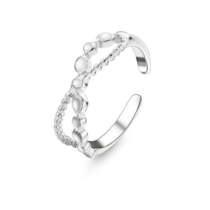 Boblet kryds ring - ædelstål