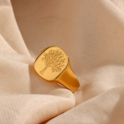 Livets Træ "Yggdrasil" statement ring i 18 karat forgyldt rustfrit ædelstål