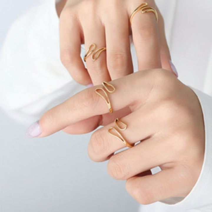 Ring åbne dråber - 14 karat forgyldt titanium