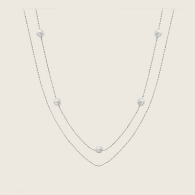 Dobbelt halskæde med perler i titanium