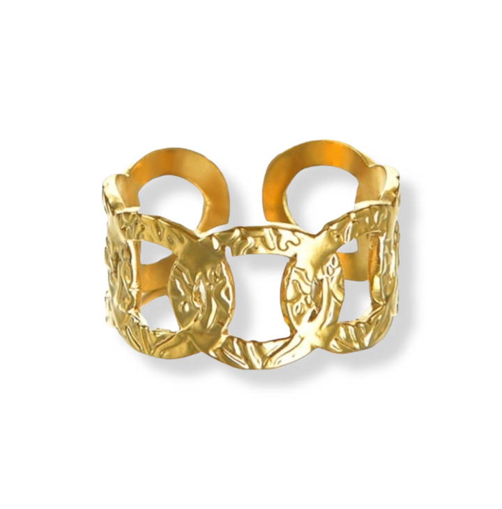Vintage ring med cirkler i 18 karat forgyldt stål
