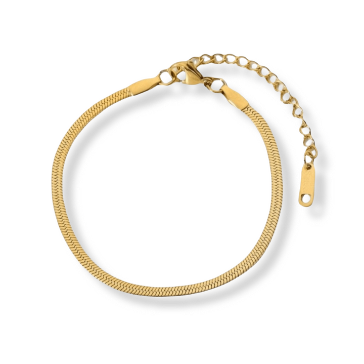 Flad slangekæde armbånd 3mm. i 18 karat forgyldt stål