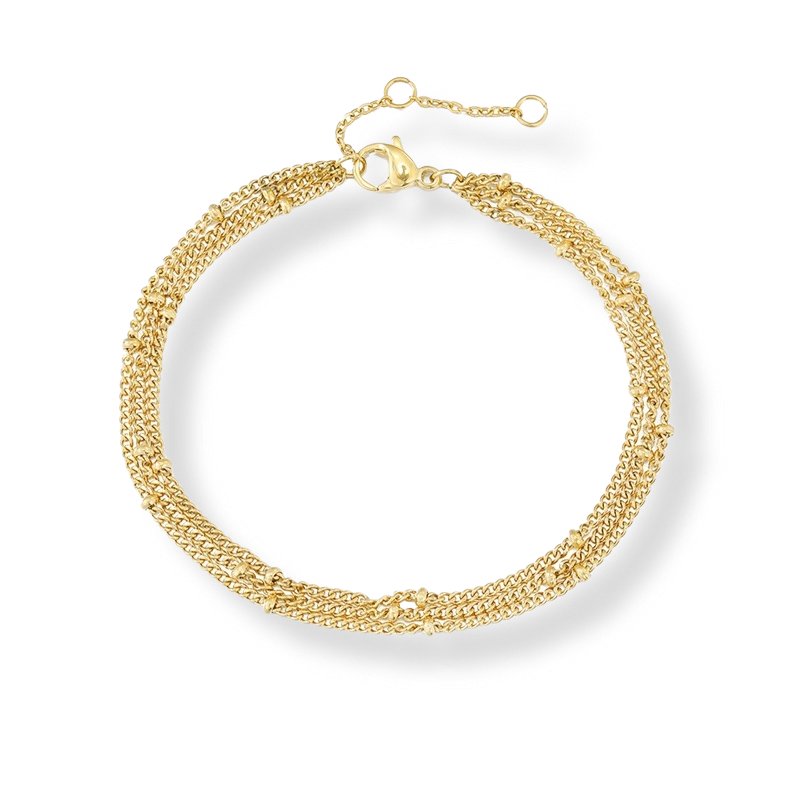 Armbånd i lag med små kugler 14 kt. forgyldt rustfrit stål