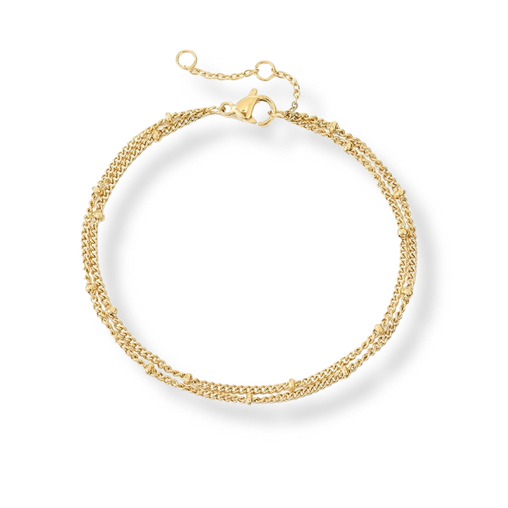 Armbånd i lag med små kugler 14 kt. forgyldt rustfrit stål