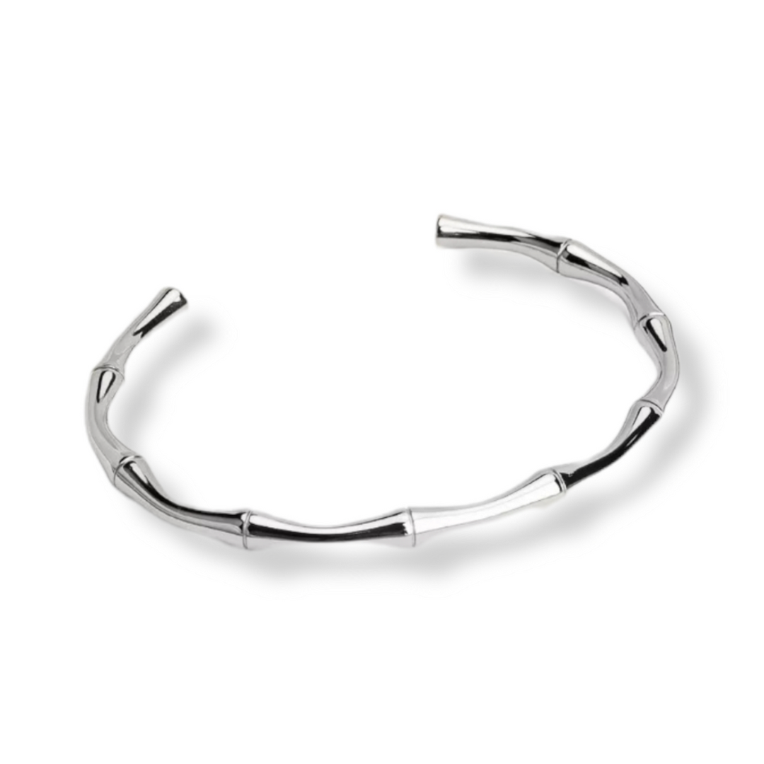 Armring åben bambus look - ædelstål