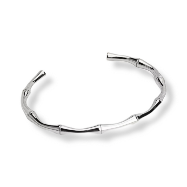 Armring åben bambus look - ædelstål