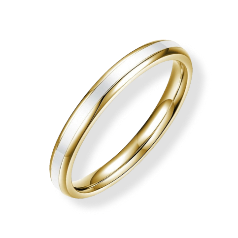Ring med hvid emalje i 18 karat forgyldt titanium