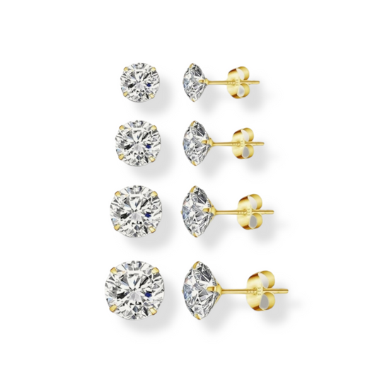 Ørestikker med zirkon i 18 karat forgyldt sterlingsølv Flere str.