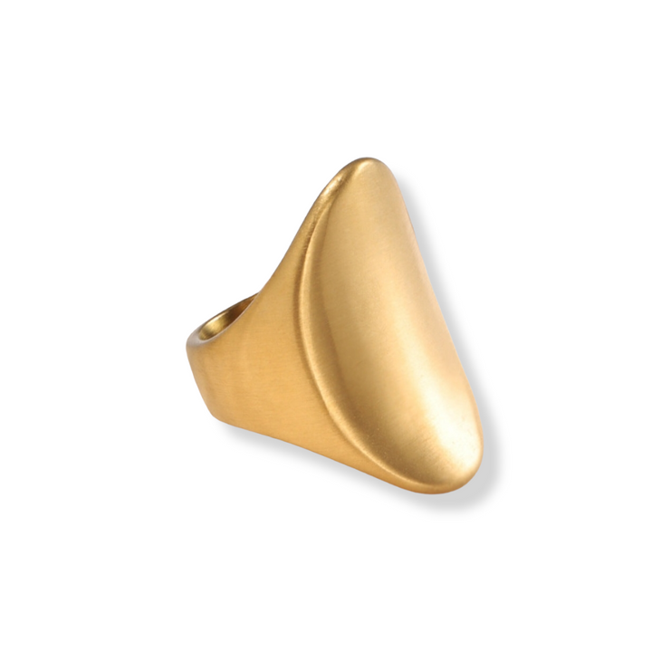 Stor statement ring i børstet 18 karat forgyldt titanium