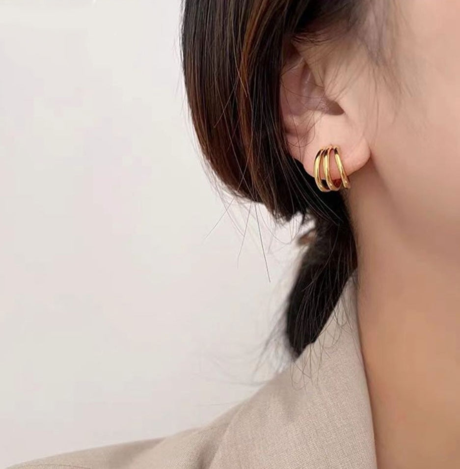 Triple hoops - 18 karat forgyldt titanium
