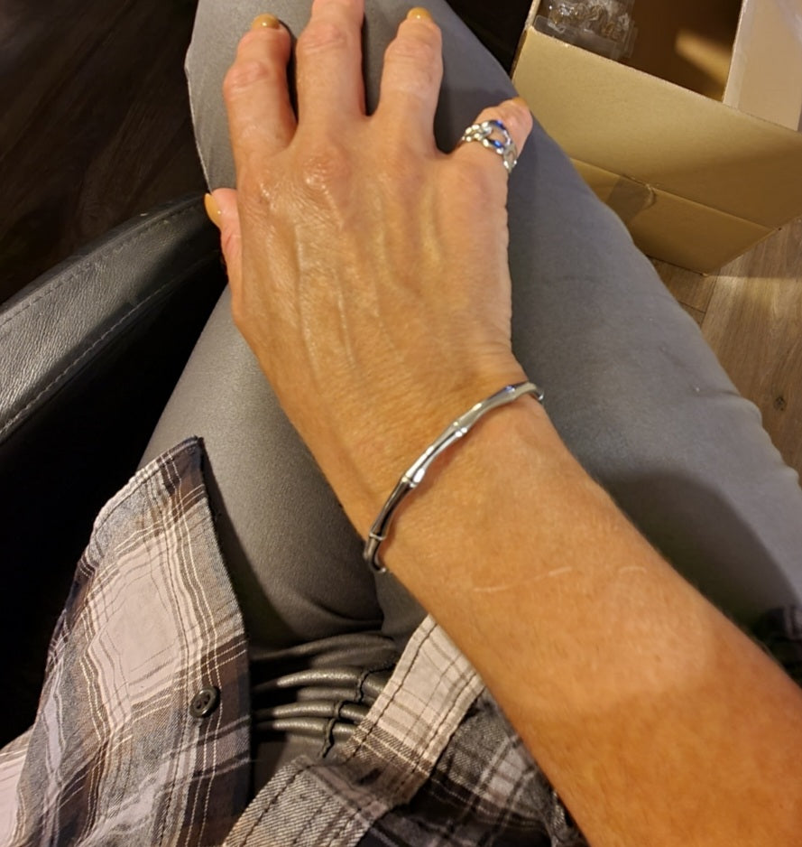 Armring åben bambus look - ædelstål