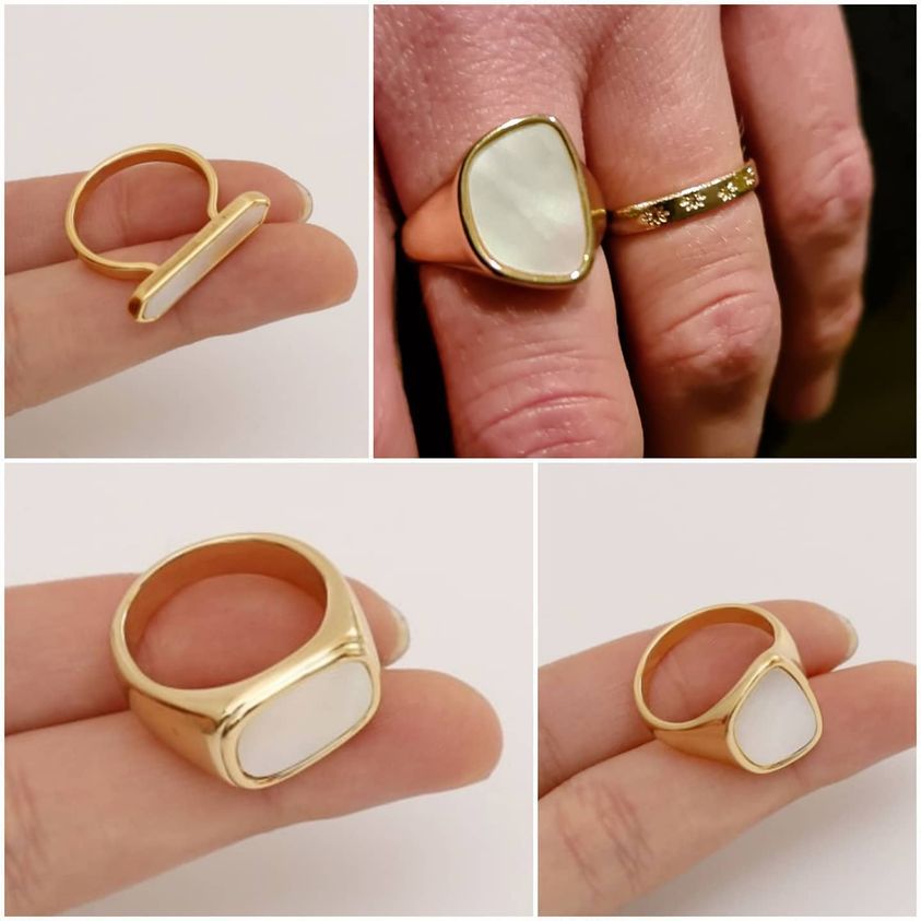 Vintage ring i 18kt. Forgyldt kobber og muslingeskal.