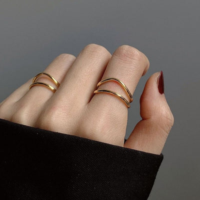 Dobbelt åben ring i 18 karat forgyldt sterlingsølv
