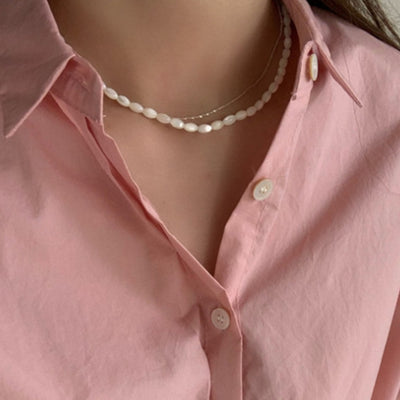 Irregulær shell perle halskæde